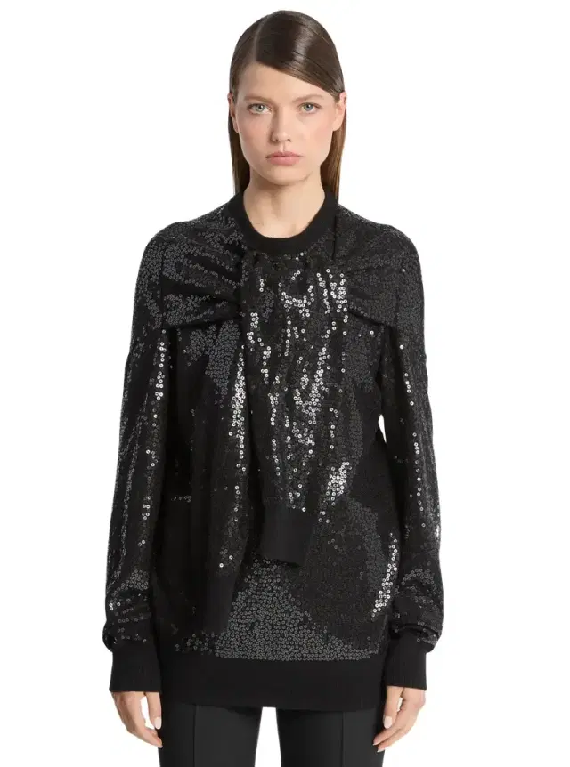 Michael Kors Collection Hand-Embroidered Sequin Cashmere Scarf-Effect Sweater