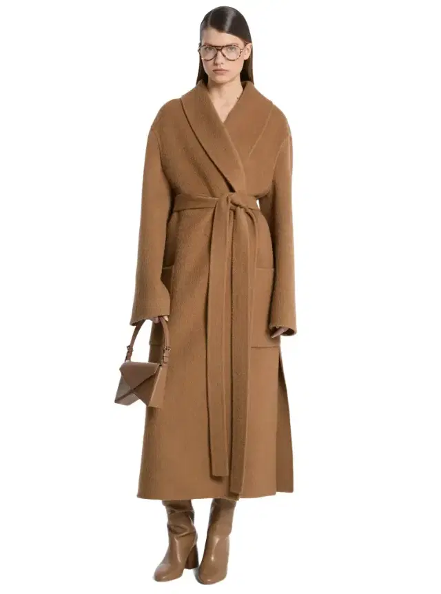 Michael Kors Collection Double Faced Brushed Alpaca Blend Bathrobe Coat