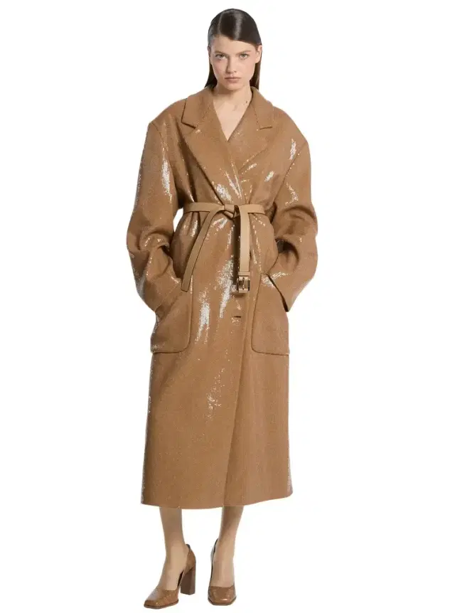 Michael Kors Collection Hand-Embroidered Sequin Wool Slouch Coat