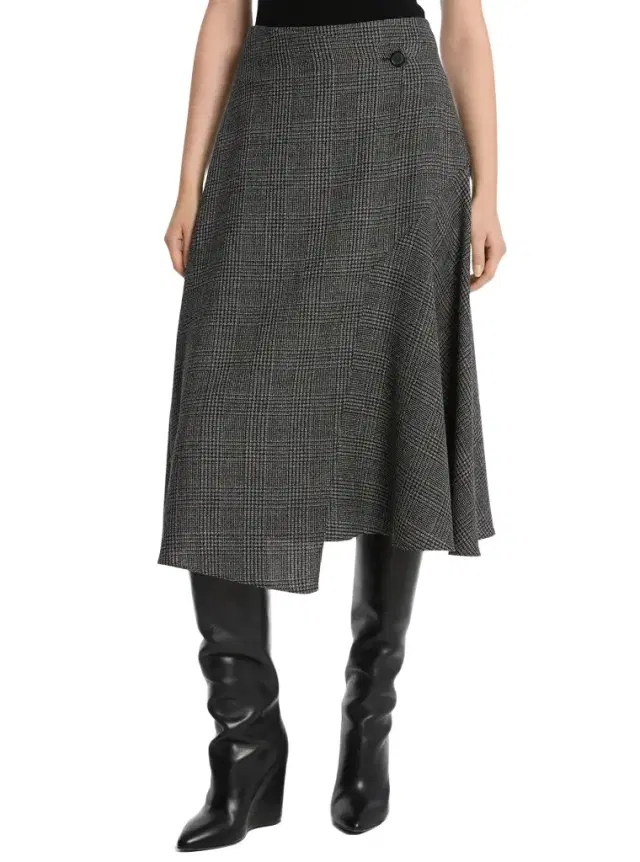 Michael Kors Collection Draped Glen Plaid Wool Wrap Skirt