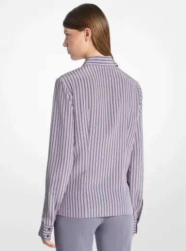 Michael Kors Collection Hansen Striped Silk Crepe De Chine Shirt | Thumbnail 2