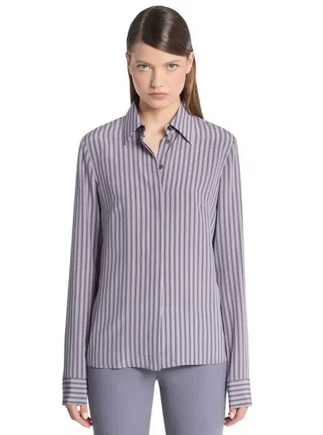 Michael Kors Collection Hansen Striped Silk Crepe De Chine Shirt