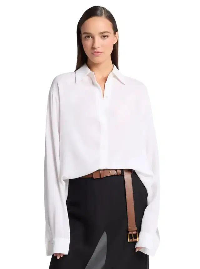 Michael Kors Collection Silk Georgette Boyfriend Button Down Shirt