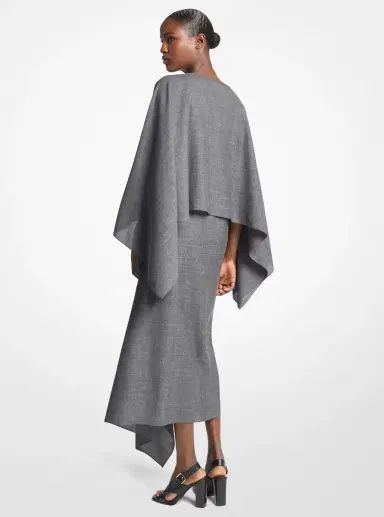 Michael Kors Collection Wool and Silk Blend Kimono Scarf Dress in | Thumbnail 2 Michael Kors Collection Wool and Silk Blend Kimono Scarf Dress in | Thumbnail 2