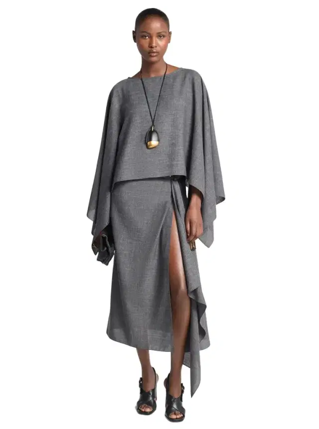 Michael Kors Collection Wool and Silk Blend Kimono Scarf Dress