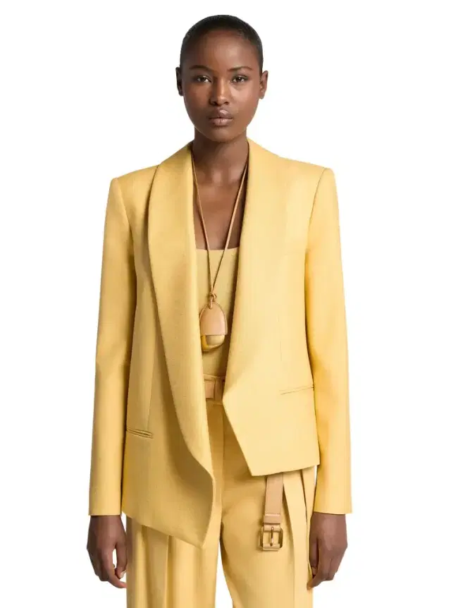 Michael Kors Collection Silk Canvas Asymmetric Wrap Jacket