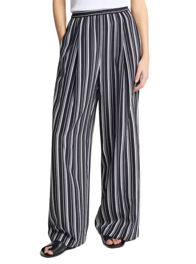 Michael Kors Collection Striped Silk Crepe De Chine Pajama Pants