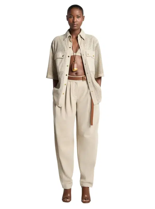 Michael Kors Collection Pleated Suede Barrel Trousers