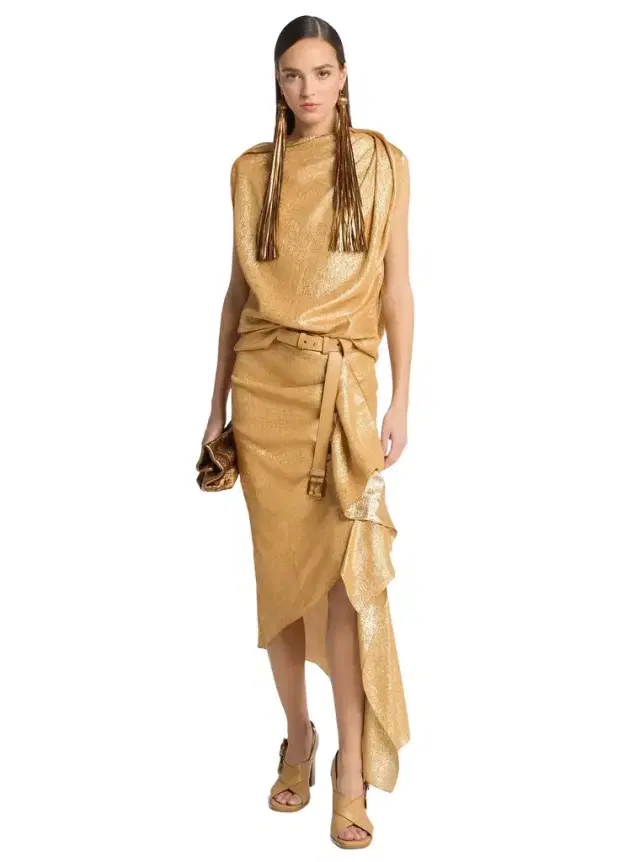 Michael Kors Collection Silk Blend Georgette Lamé Cascade Skirt