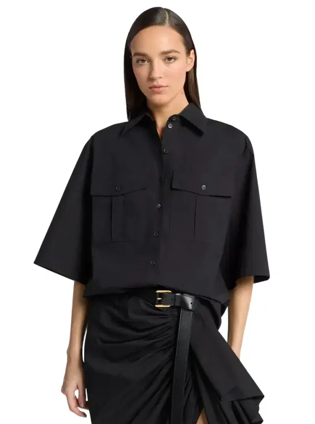 Michael Kors Collection Washed Cotton Poplin Safari Shirt