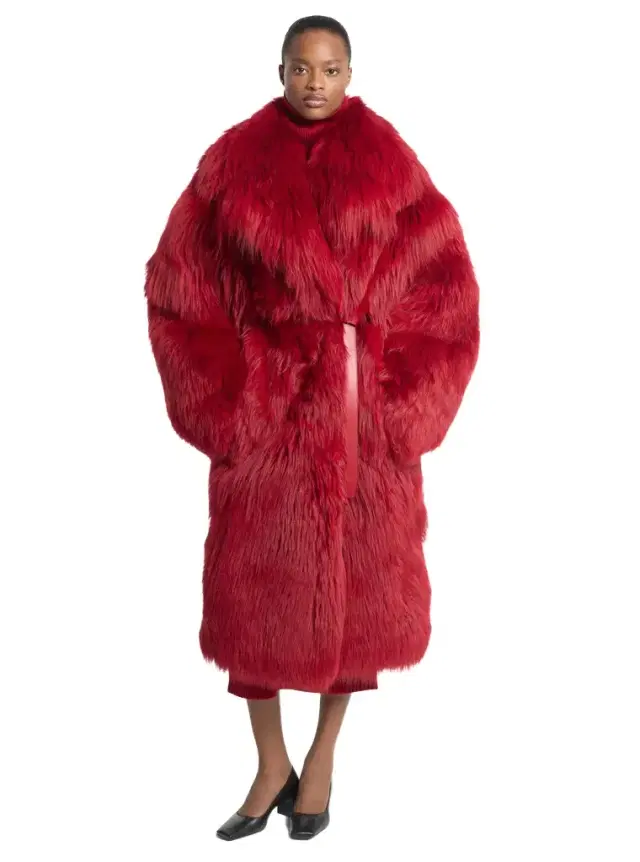 Michael Kors Collection Belted Shearling Shawl Collar Coat