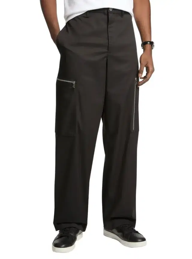 Michael Kors Collection Wide-Leg Woven Zip Cargo Pant