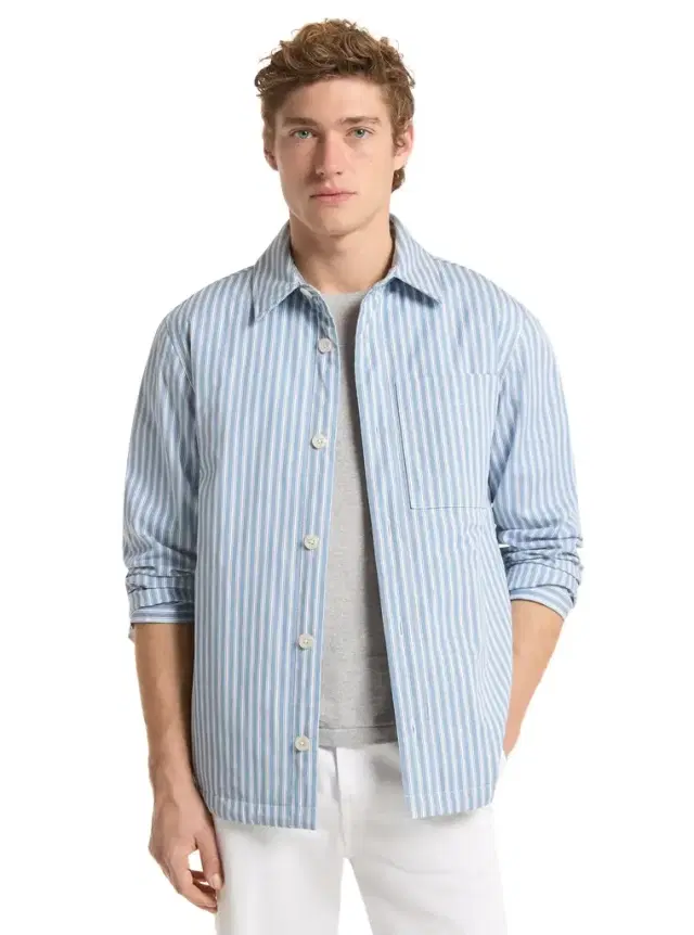 Michael Kors Collection Striped Cotton Poplin Shirt Jacket