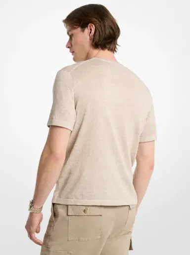 Michael Kors Collection Linen and Cotton T-Shirt in Green | Thumbnail 2 Michael Kors Collection Linen and Cotton T-Shirt in Green | Thumbnail 2