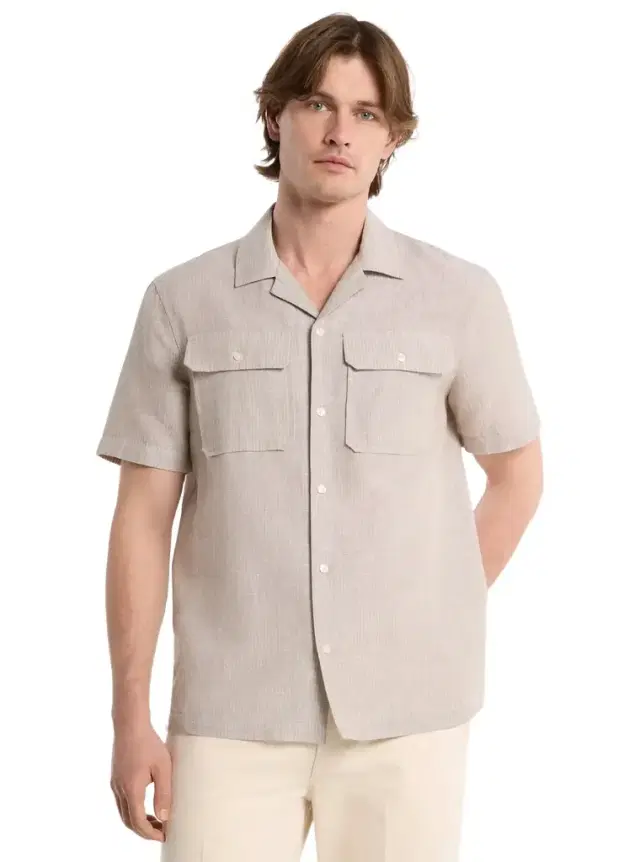 Striped Linen Cotton Camp Shirt