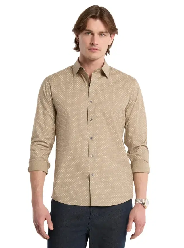 Polka Dot Stretch Cotton Shirt
