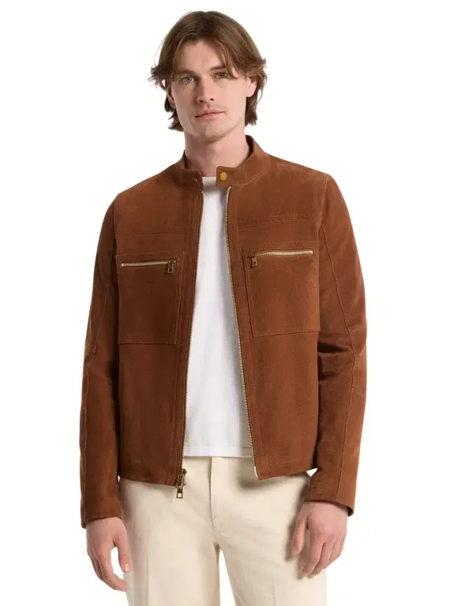 Suede Double-Zip Racer Jacket