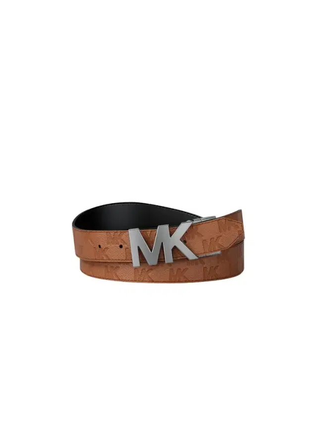 Michael Kors Collection Reversible Logo Embossed Leather Buckle Belt