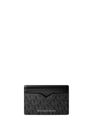 Michael Kors Collection Hudson Signature Logo Card Case in Black - One Size by Michael Kors Mens | Thumbnail 1 Michael Kors Collection Hudson Signature Logo Card Case in Black - One Size by Michael Kors Mens | Thumbnail 1