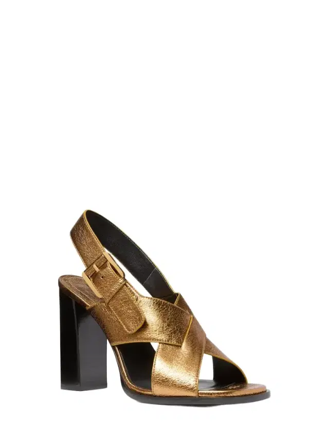 Michael Kors Collection Jasmine Metallic Lizard Embossed Leather Sandal