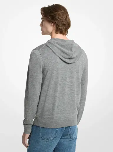 Michael Kors Collection Wool Zip-Up Hoodie in Grey | Thumbnail 2 Michael Kors Collection Wool Zip-Up Hoodie in Grey | Thumbnail 2