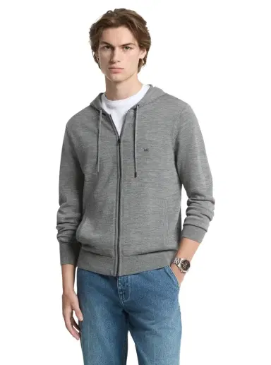 Michael Kors Collection Wool Zip-Up Hoodie in Grey | Thumbnail 1 Michael Kors Collection Wool Zip-Up Hoodie in Grey | Thumbnail 1