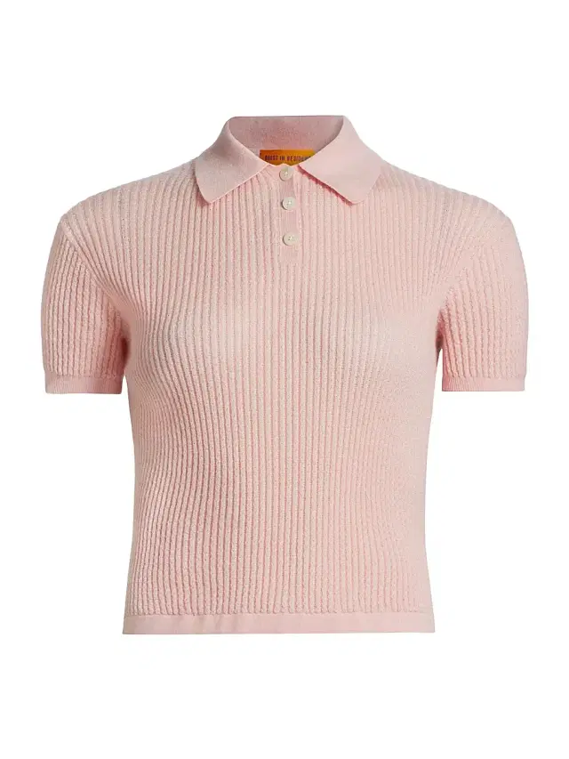 Guest in Residence Women's Shrunken Cashmere Polo Shirt - Powder Pink