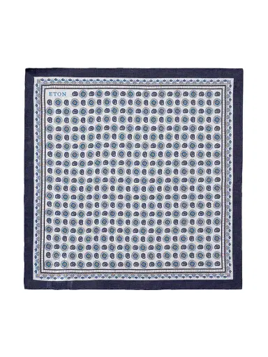 Eton Men's Geometric Linen Pocket Square - Navy | Thumbnail 2