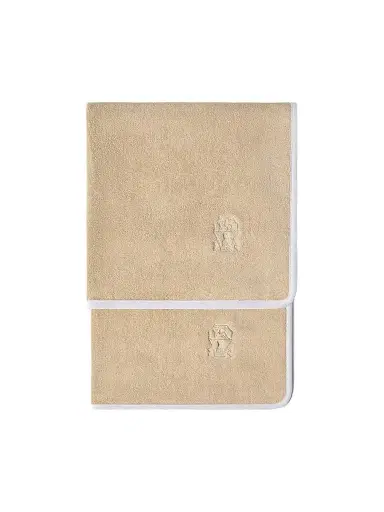 Brunello Cucinelli 2 Piece Cotton Terrycloth Bath Towel Set with Embroidery | Thumbnail 1 Brunello Cucinelli 2 Piece Cotton Terrycloth Bath Towel Set with Embroidery | Thumbnail 1