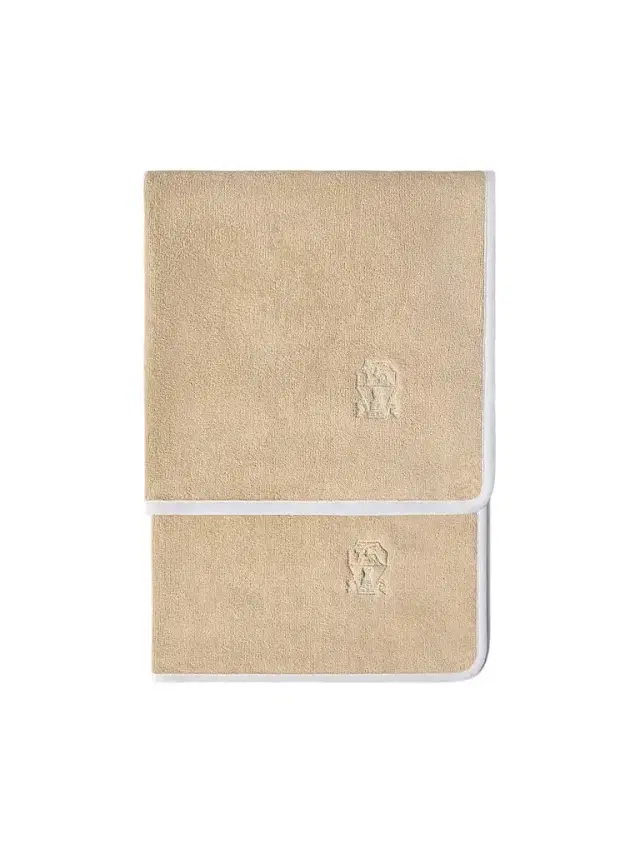 Brunello Cucinelli 2 Piece Cotton Terrycloth Bath Towel Set with Embroidery