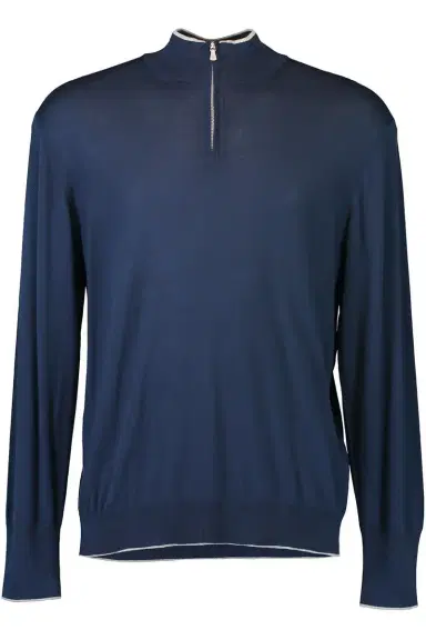 ELEVENTY Long Sleeve Half Zip Pullover - Royal Light Grey | Thumbnail 1 ELEVENTY Long Sleeve Half Zip Pullover - Royal Light Grey | Thumbnail 1