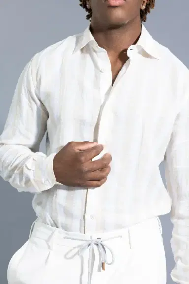 ELEVENTY Long Sleeve Linen Shirt - Coriander | Thumbnail 2