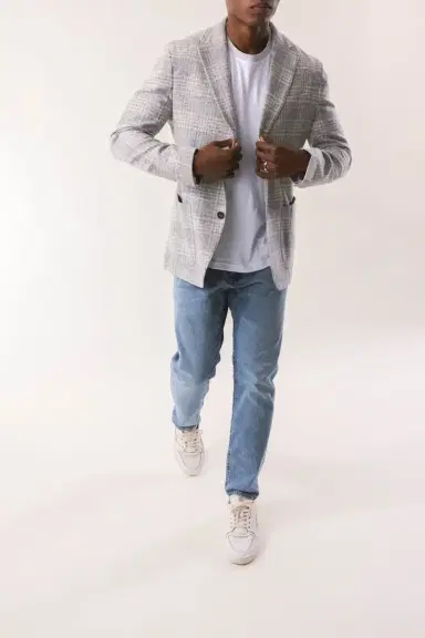 ELEVENTY Single Breast Soft Jacket - Light Gray Melange | Thumbnail 2