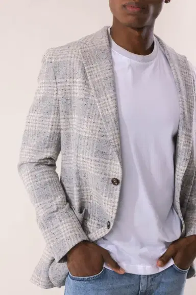 ELEVENTY Single Breast Soft Jacket - Light Gray Melange | Thumbnail 3
