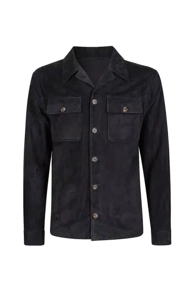 ELEVENTY Trucker Shacket - Blue Suede | Thumbnail 1 ELEVENTY Trucker Shacket - Blue Suede | Thumbnail 1