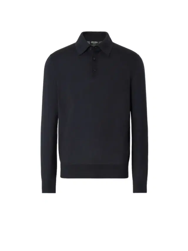 Zegna Navy Blue Cashseta Polo Shirt