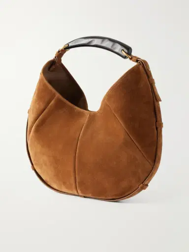 Saint Laurent Mombasa paneled leather-trimmed suede shoulder bag | Thumbnail 4