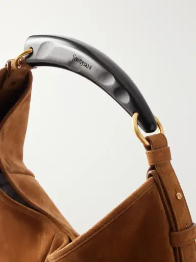 Saint Laurent Mombasa paneled leather-trimmed suede shoulder bag | Thumbnail 5