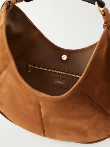 Saint Laurent Mombasa paneled leather-trimmed suede shoulder bag | Thumbnail 6