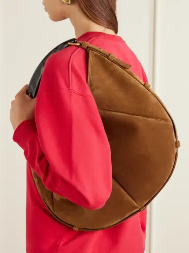 Saint Laurent Mombasa paneled leather-trimmed suede shoulder bag | Thumbnail 7