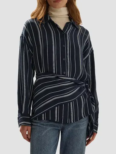 Favorite Daughter Women's The Positano Wrap Shirt - Midnight Grey - Size XS | Thumbnail 4 Favorite Daughter Women's The Positano Wrap Shirt - Midnight Grey - Size XS | Thumbnail 4