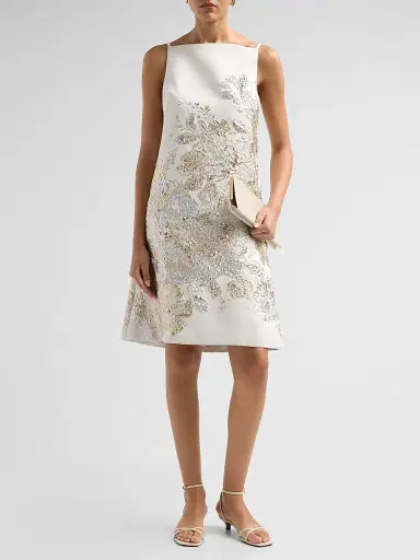 Teri Jon by Rickie Freeman Women's Metallic Jacquard Cocktail Dress | Thumbnail 2 Teri Jon by Rickie Freeman Women's Metallic Jacquard Cocktail Dress | Thumbnail 2