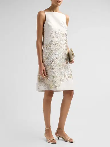 Teri Jon by Rickie Freeman Women's Metallic Jacquard Cocktail Dress | Thumbnail 4 Teri Jon by Rickie Freeman Women's Metallic Jacquard Cocktail Dress | Thumbnail 4