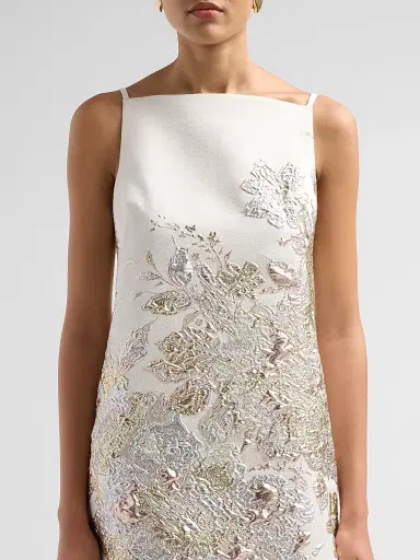 Teri Jon by Rickie Freeman Women's Metallic Jacquard Cocktail Dress | Thumbnail 5 Teri Jon by Rickie Freeman Women's Metallic Jacquard Cocktail Dress | Thumbnail 5