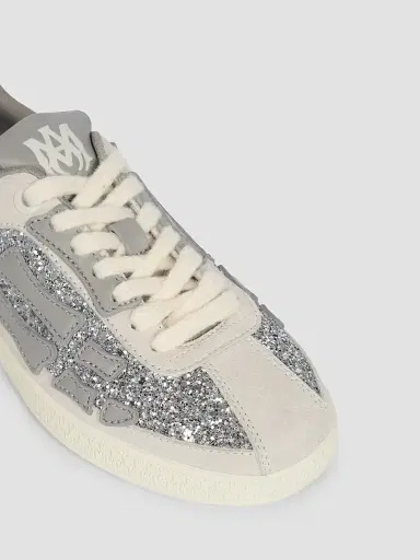 Amiri Women's Sequined Skull-Appliqué Leather Sneakers - Silver Grey | Thumbnail 3