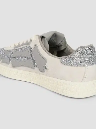 Amiri Women's Sequined Skull-Appliqué Leather Sneakers - Silver Grey | Thumbnail 6