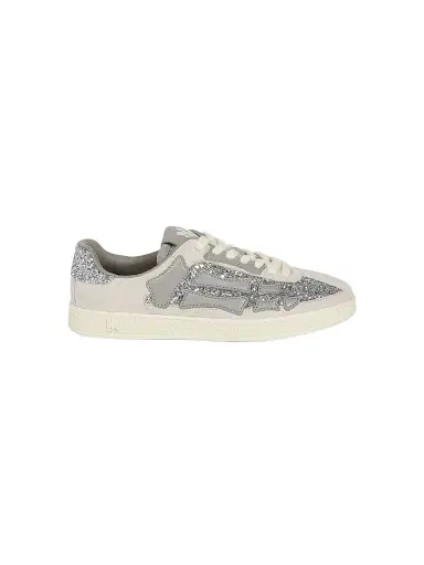 Amiri Women's Sequined Skull-Appliqué Leather Sneakers - Silver Grey | Thumbnail 1