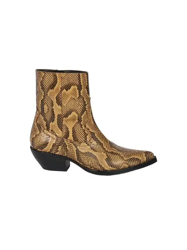 Amiri Women's Snakeskin-Embossed Leather Ankle Boots - Brown
