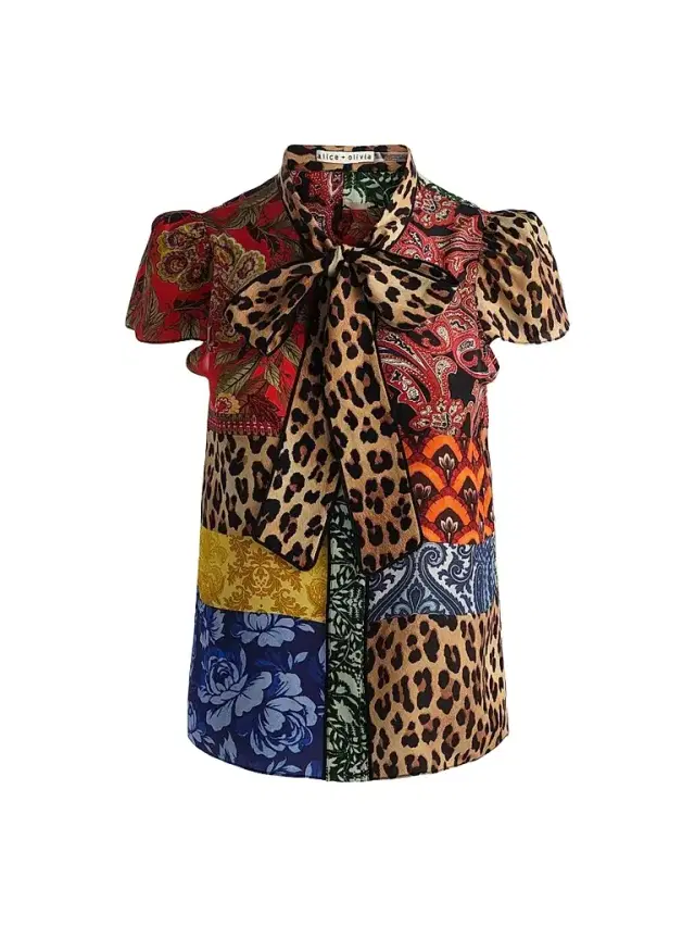 Alice + Olivia Women's Jeannie Printed Silk Pussy-Bow Shirt - Off The Grid