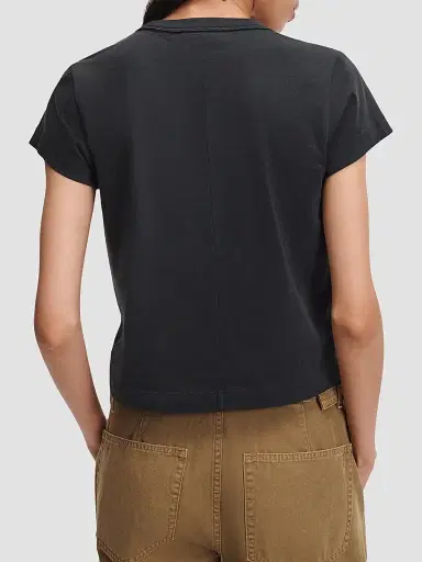 rag & bone Women's Kelly Perfect Cotton Crewneck T-Shirt - Black | Thumbnail 3